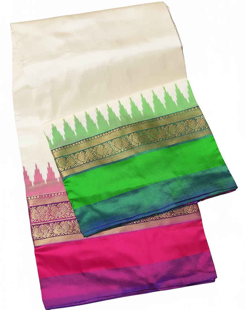 Ikkat-Silk-Cream-Ganga-Jamuna-Border-Sari-pochampallysarees.com