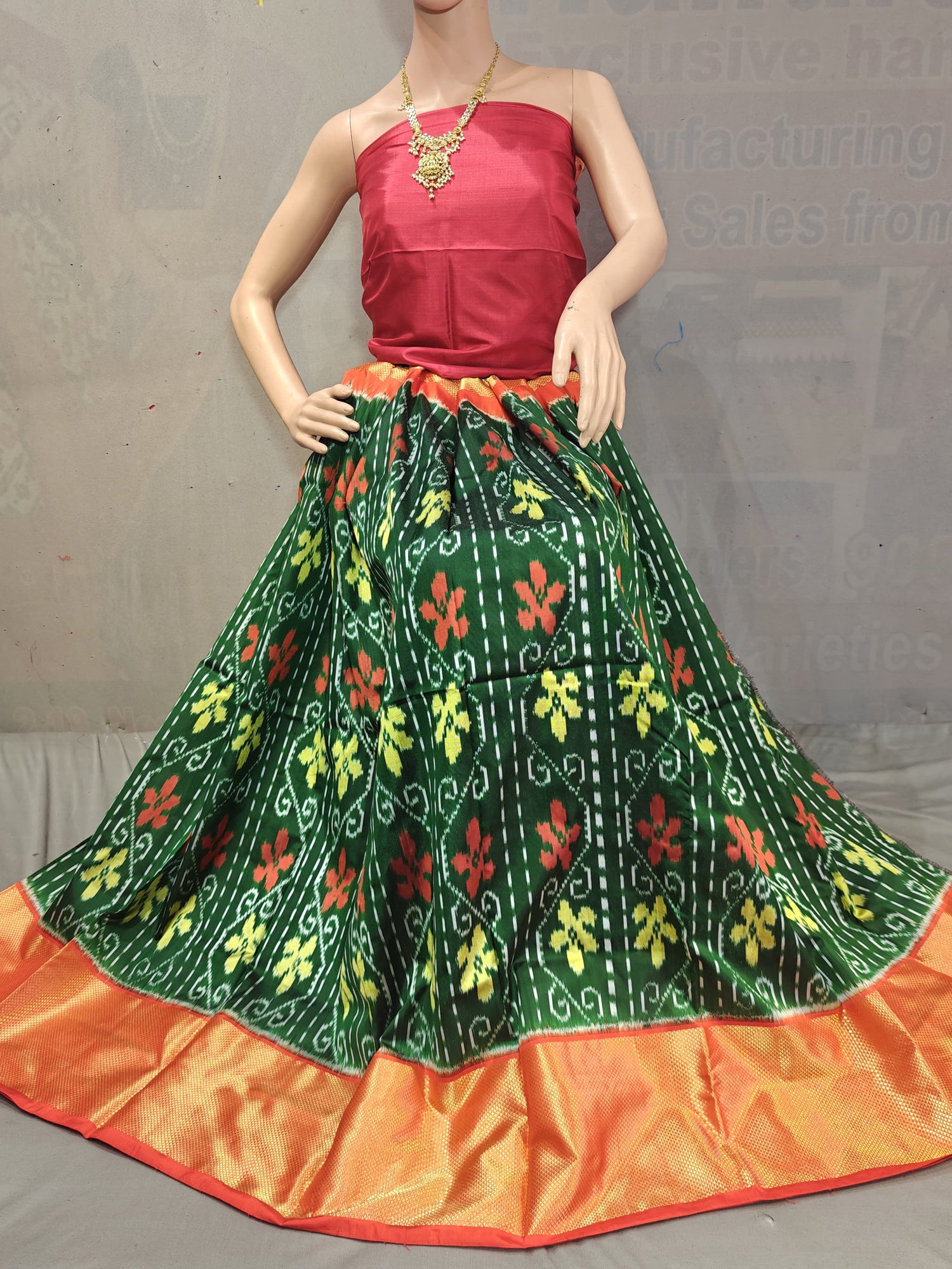 Pochampally Ikkat Silk Lehenga