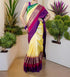 Pochampally Ikkat Silk Cream Purple - pochampallysarees.com