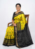 Pure Pochampally Ikkat Silk Saree in Radiant Yellow & Black | Traditional Handwoven Zari Border Saree for Weddings & Festivals - pochampallysarees.com