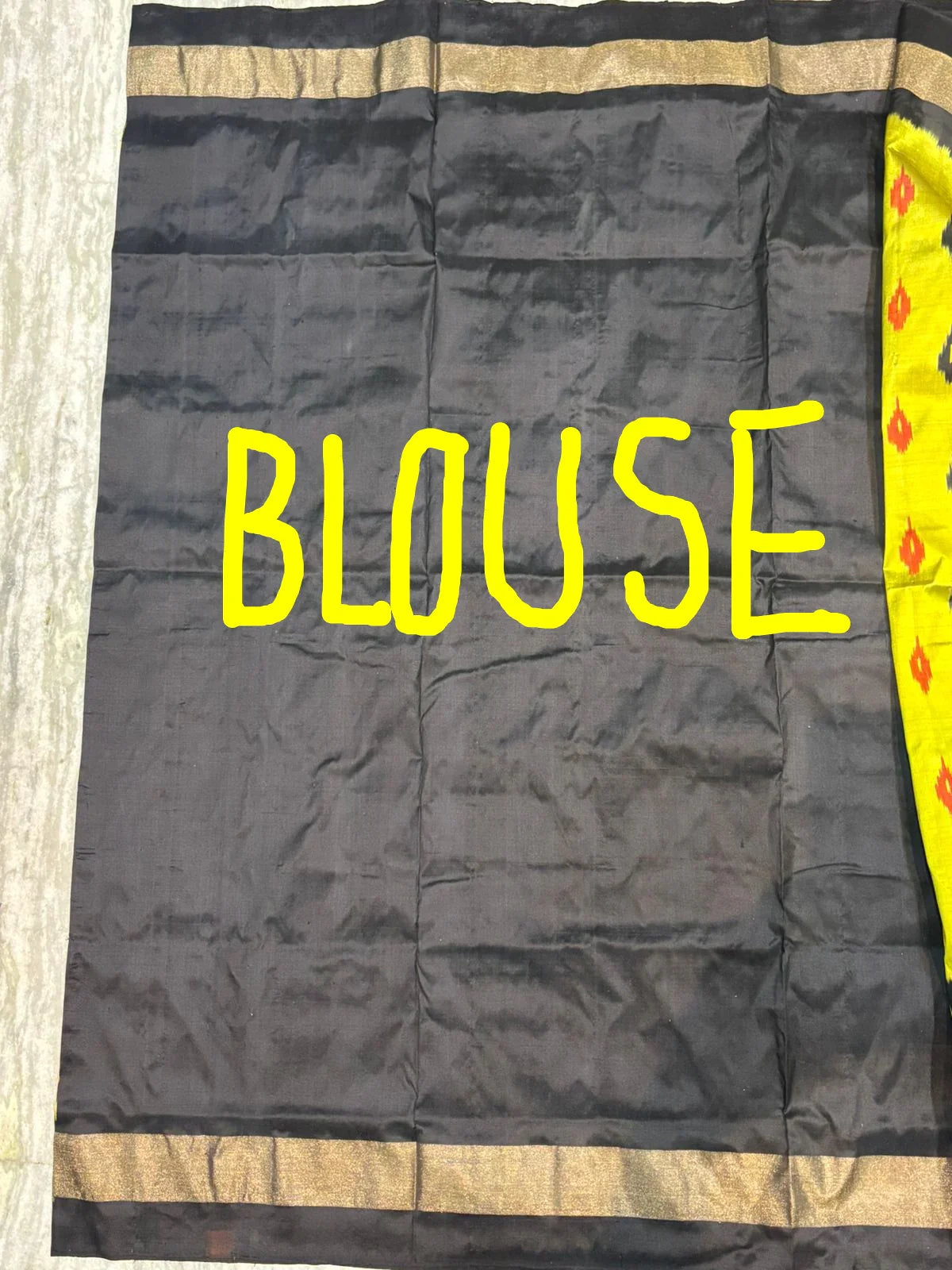 Pure Pochampally Ikkat Silk Saree in Radiant Yellow &amp; Black | Traditional Handwoven Zari Border Saree for Weddings &amp; Festivals - pochampallysarees.com