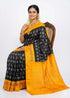 Elegant Black and Yellow Pure Ikkat Silk Saree with Traditional Geometric Weave - pochampallysarees.com