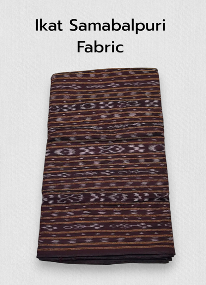 Dark Maroon Sambalpuri Ikat Running Fabric | Odisha Handloom Cotton