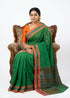 Vibrant Emerald Green Pochampally Ikat Cotton Saree - pochampallysarees.com