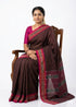 Deep Maroon Checked Pochampally Ikat Cotton Saree - pochampallysarees.com
