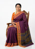 Rich Purple Checked Pochampally Ikat Cotton Saree - pochampallysarees.com