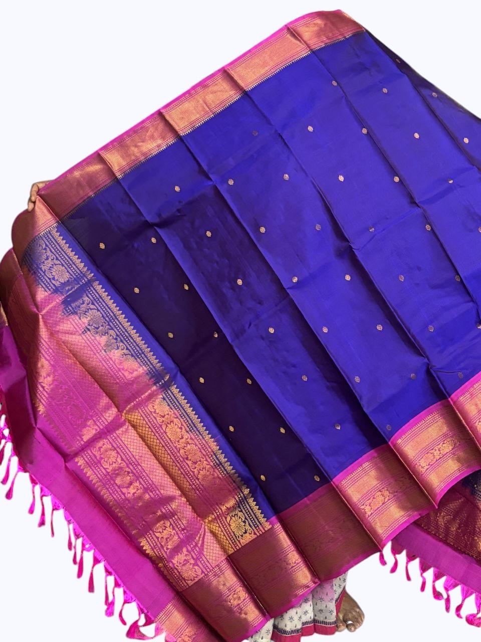 kanchipuram silk dupatta Blue Pink