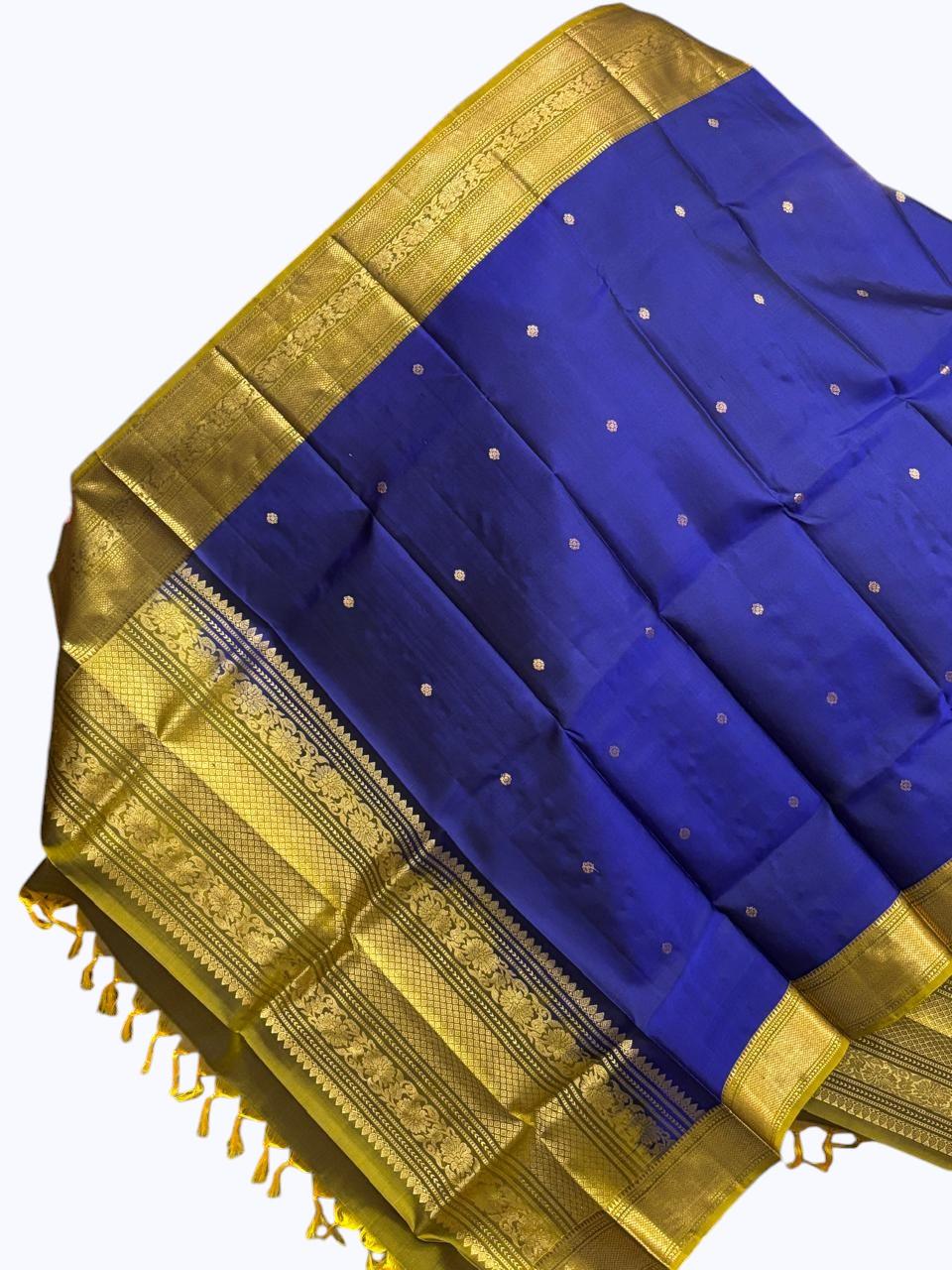 kanchipuram silk dupatta Blue Olive Green