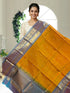 kanchipuram silk dupatta Yellow Blue - pochampallysarees.com
