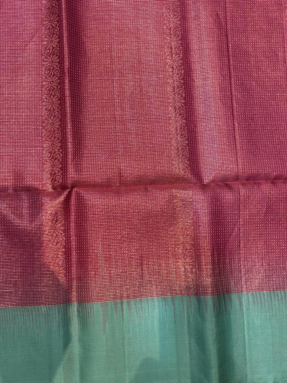 Luxurious Magenta &amp; Teal Soft Silk Tissue Saree with Intricate Zari Pallu | Lightweight Festive Wear - pochampallysarees.com