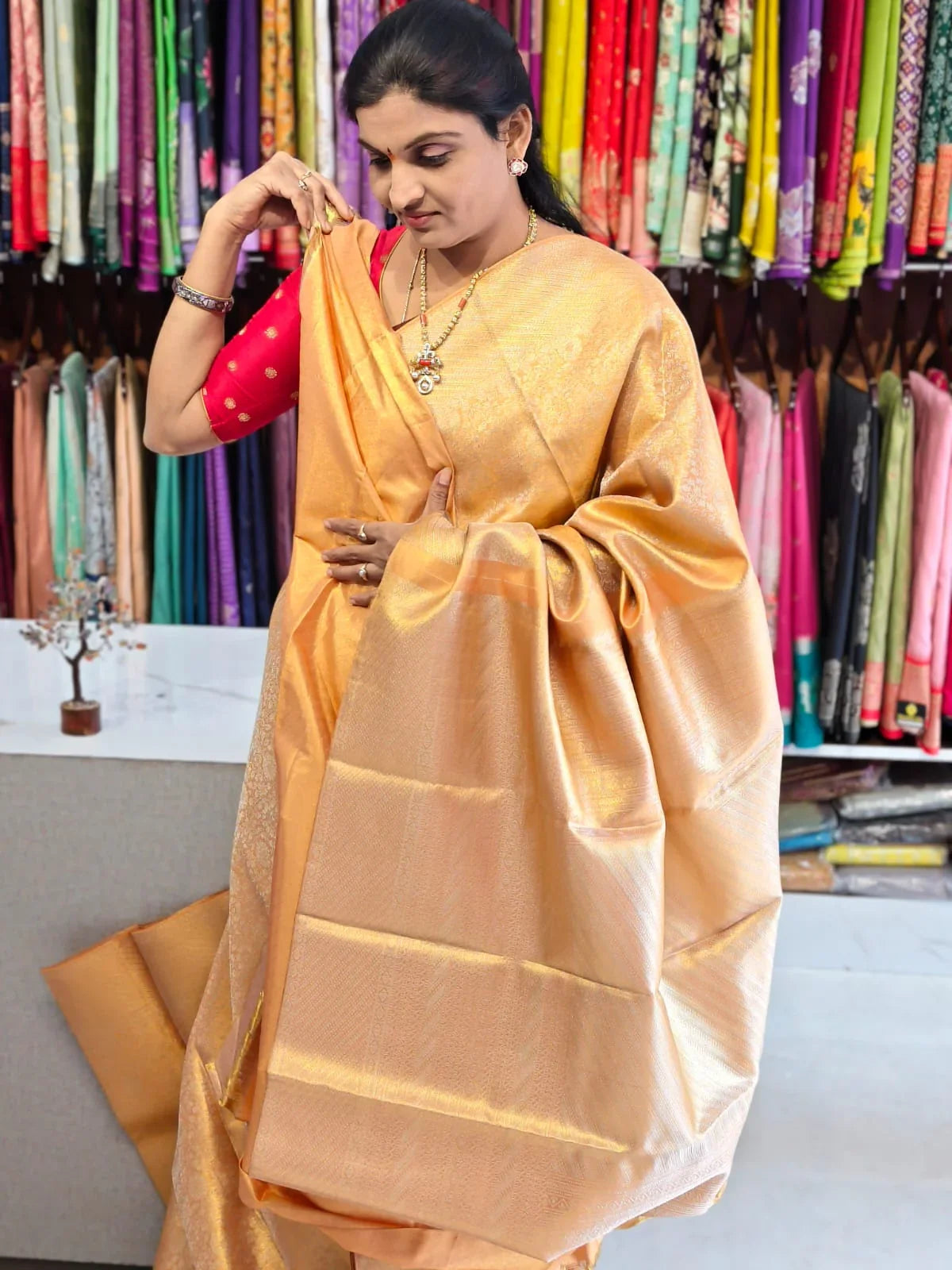 PURE KANCHIPURAM SILK CREAM SARI - pochampallysarees.com