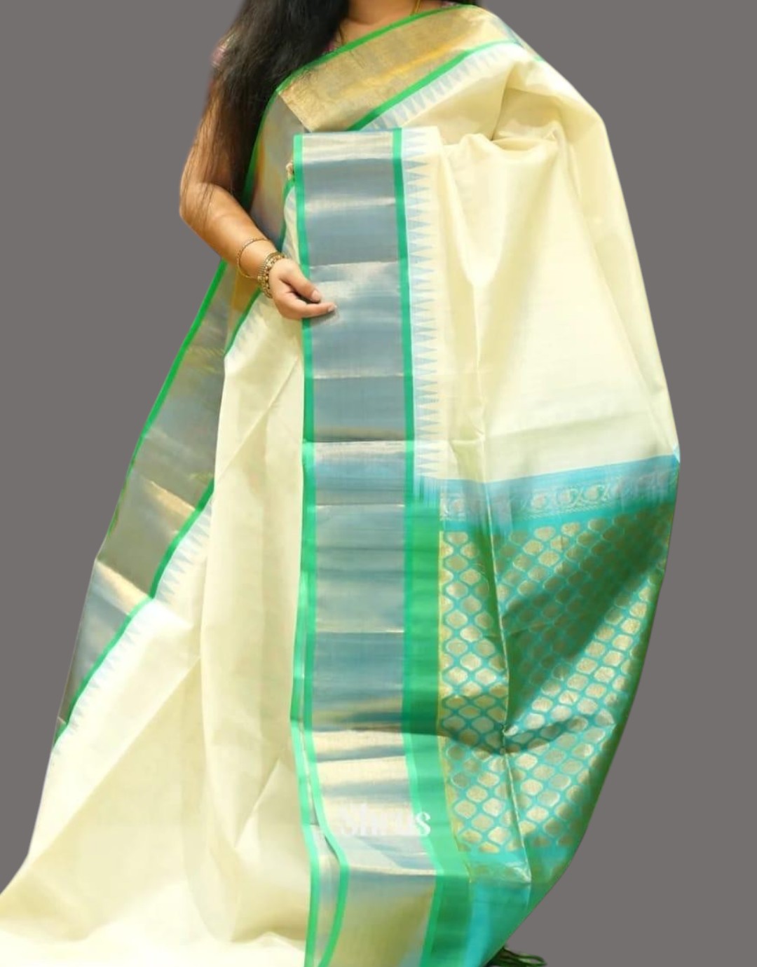 KUPPADAM PATTU CREAM SARi
