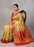 Pure Kuppadam Silk Cotton Saree with Traditional Korvai Zari Border and Rich Pallu – Handwoven Yellow & Red - pochampallysarees.com