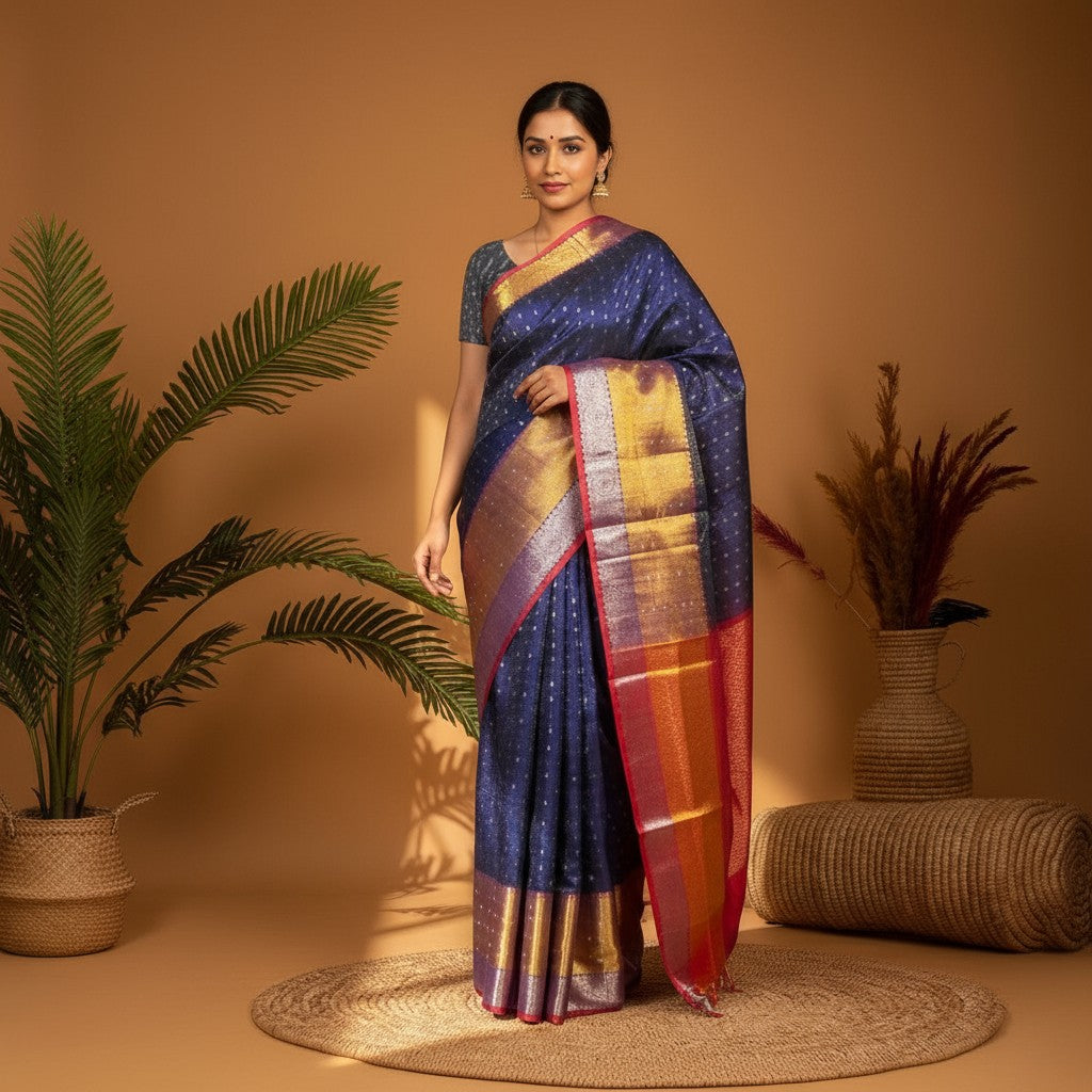Kuppadam-navy-Blue-Red-Sari-pochampallysarees.com