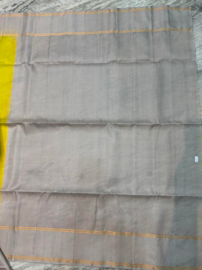 Lime Green Kora Silk Saree with Silver Zari Border &amp; Rich Pallu | Traditional Banarasi Style Festive Wear Saree with Blouse Piece - pochampallysarees.com