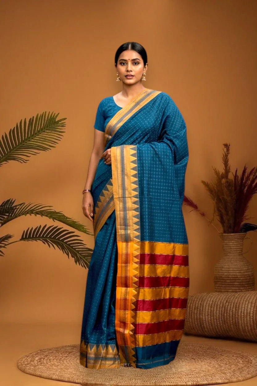 MANGALAGIRI COTTON SAREE RUNNING BLOUSE - pochampallysarees.com