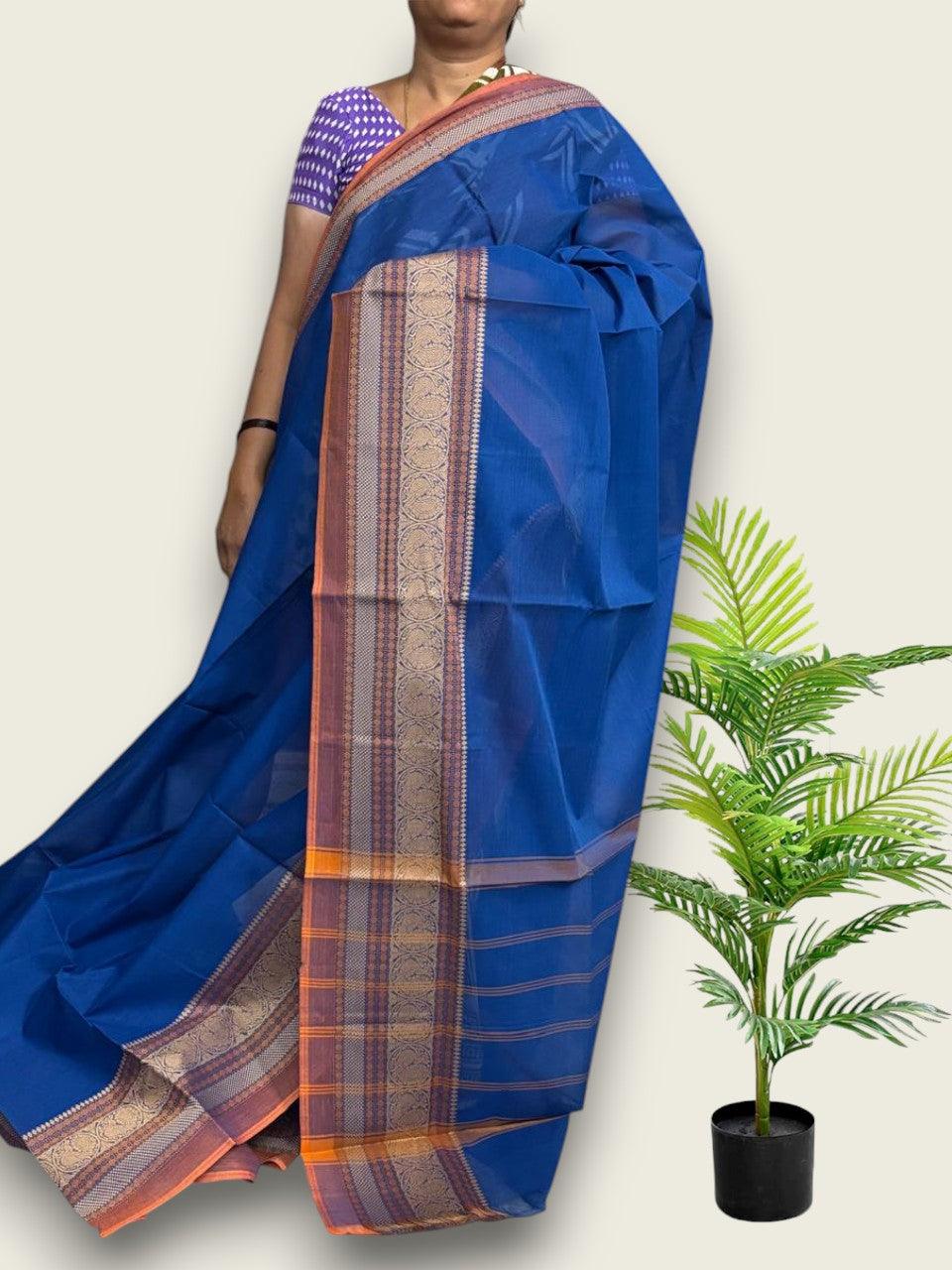 PURE NARAYANPET COTTON PLAIN BLUE