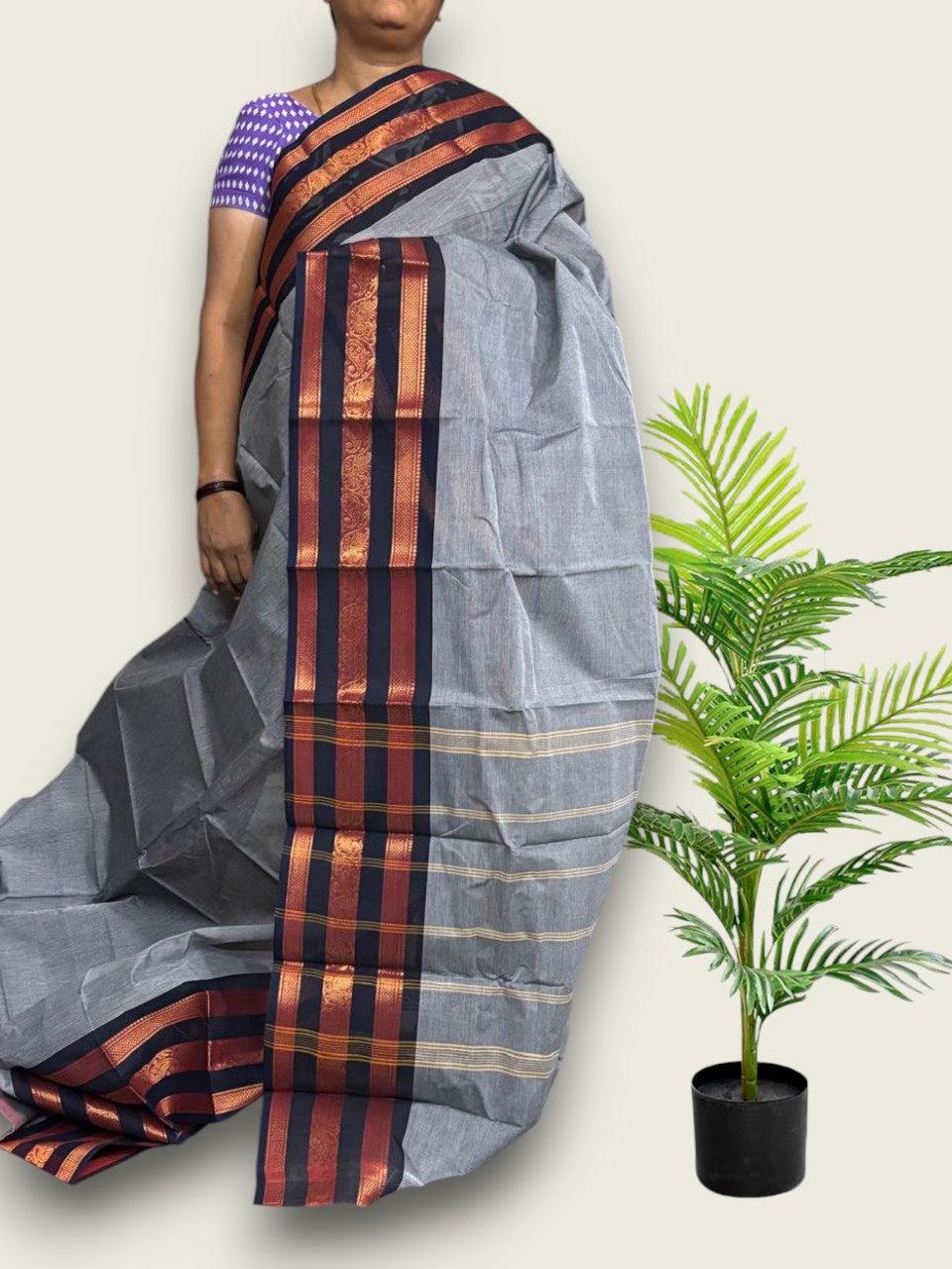 PURE NARAYANPET COTTON PLAIN GRAY