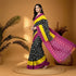 Pochampally-Ikkat-Cotton-Black-Pink-Sari-pochampallysarees.com
