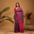 POCHAMPALLY IKKAT COTTON CHOCOLATE BODY BORDER RED SARI - pochampallysarees.com