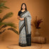 Pochampally Ikkat Cotton Gray Black - pochampallysarees.com