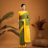 POCHAMPALLY IKKAT COTTON OLIVE GREEN BODY BORDER YELLOW SARI WITHOUT BLOUSE - pochampallysarees.com