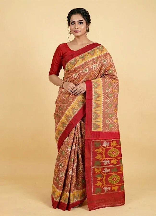 Handicraft Pure Soft Cotton Pochampally Ikkat Hand Print Women&