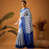 POCHAMPALLY IKKAT COTTON WHITE BLUE - pochampallysarees.com