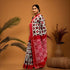 POCHAMPALLY DOUBLE IKKAT COTTON BODY WHITE BORDER PALLU AND BLOUSE RED SARI - pochampallysarees.com