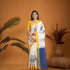 POCHAMPALLY IKKAT COTTON CREAM BODY GANGA JAMUNA BORDER YELLOW AND BLUE SARI BLOUSE BLUE - pochampallysarees.com