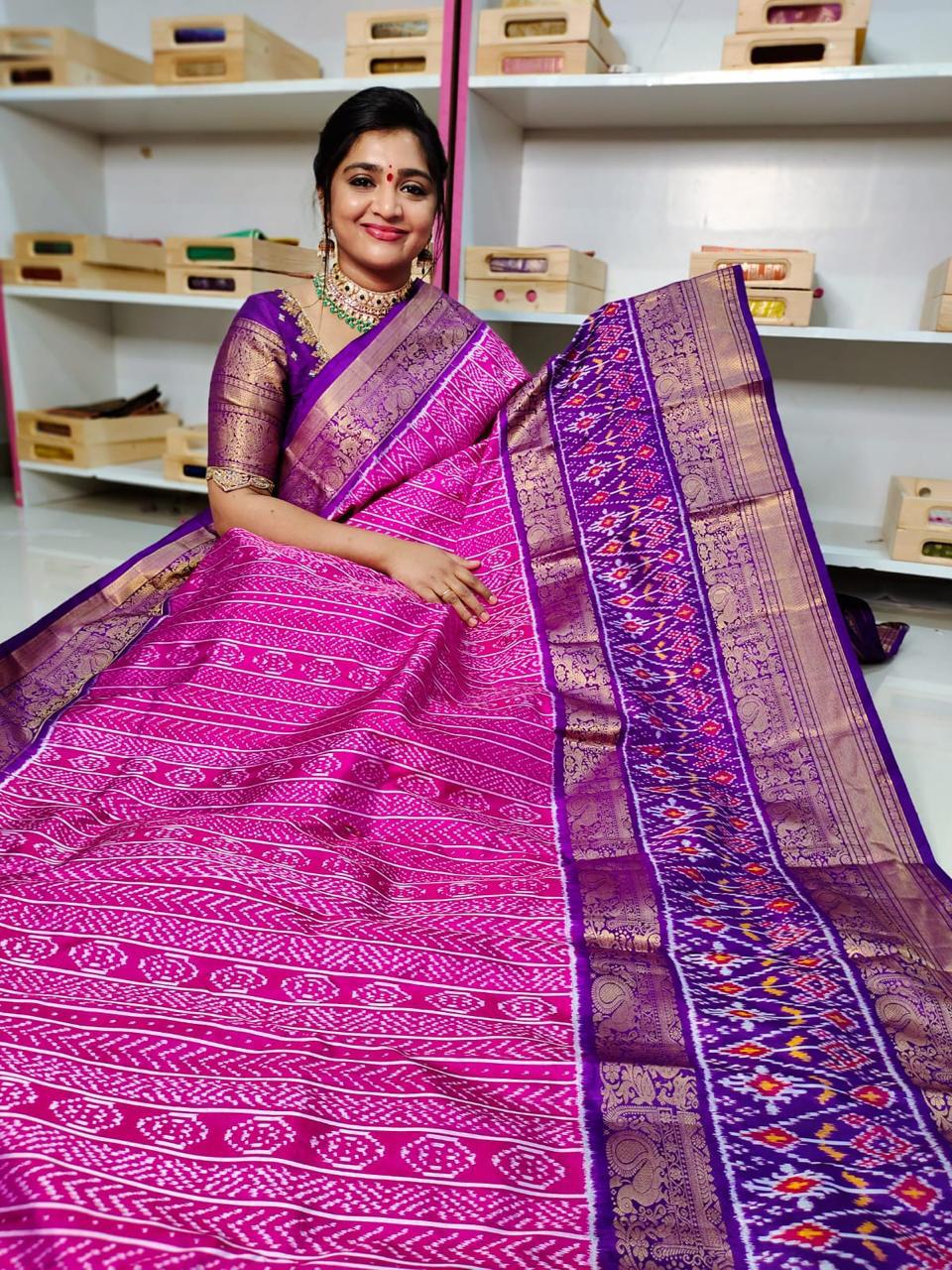 Pochampally Ikkat Pattu Sarees With Kanchi Border