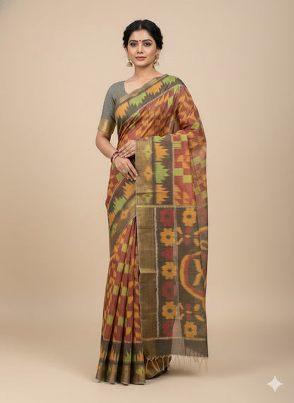 POCHAMPALLY IKKAT SICO RED SARI - pochampallysarees.com