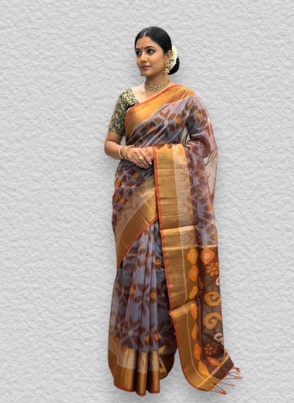 POCHAMPALLY IKKAT SICO SKY BLUE SARI - pochampallysarees.com