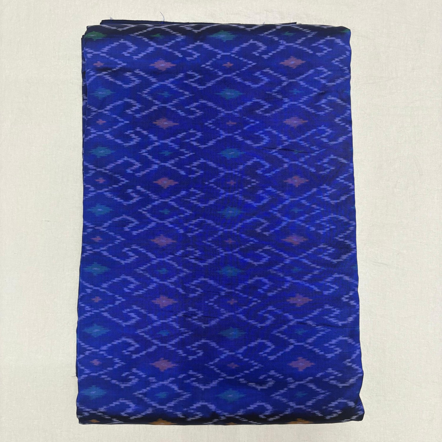 HAND WOVEN DOUBLE IKAT SOFT SILK BLUE FABRIC - pochampallysarees.com