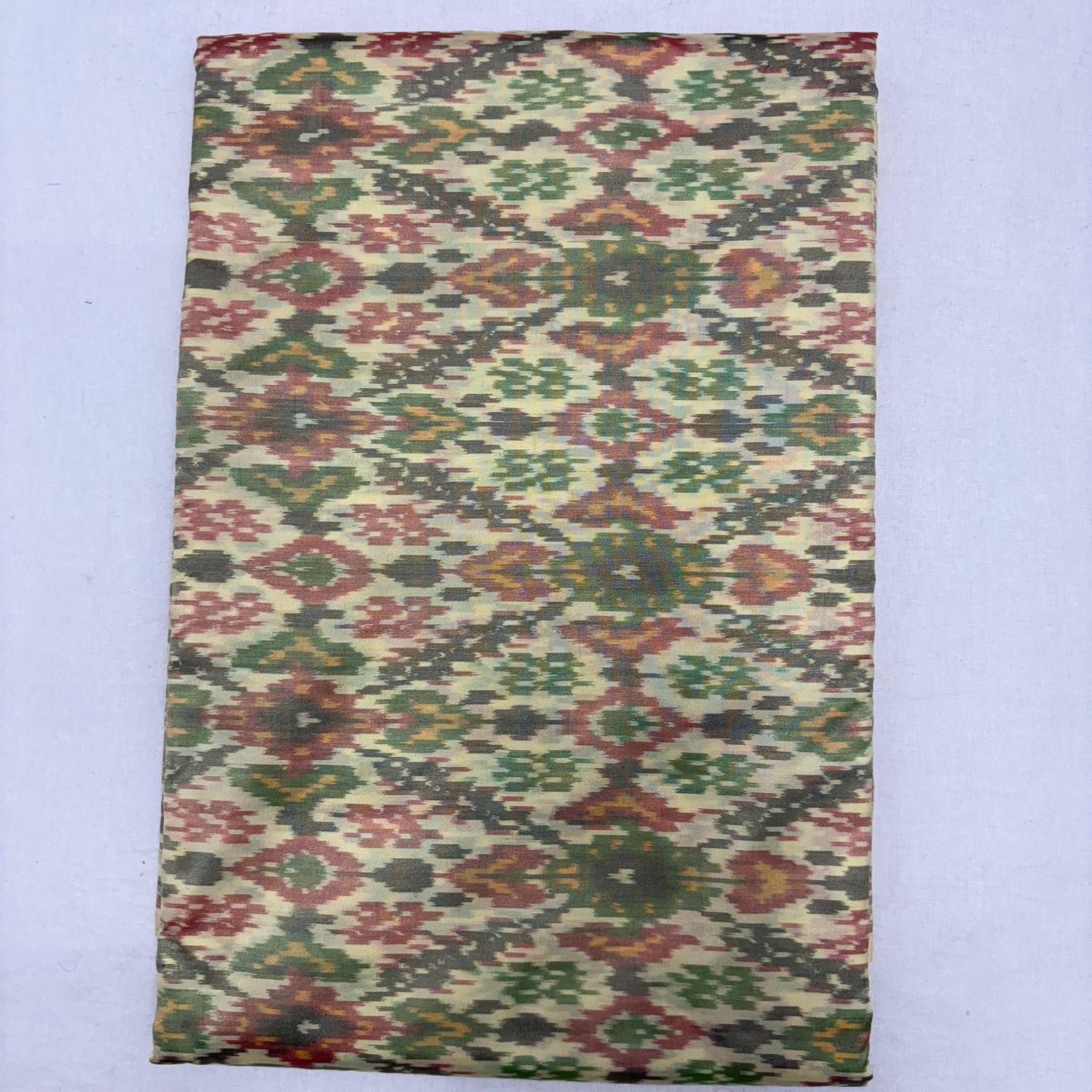 HAND WOVEN DOUBLE IKAT SOFT SILK CREAM FABRIC - pochampallysarees.com