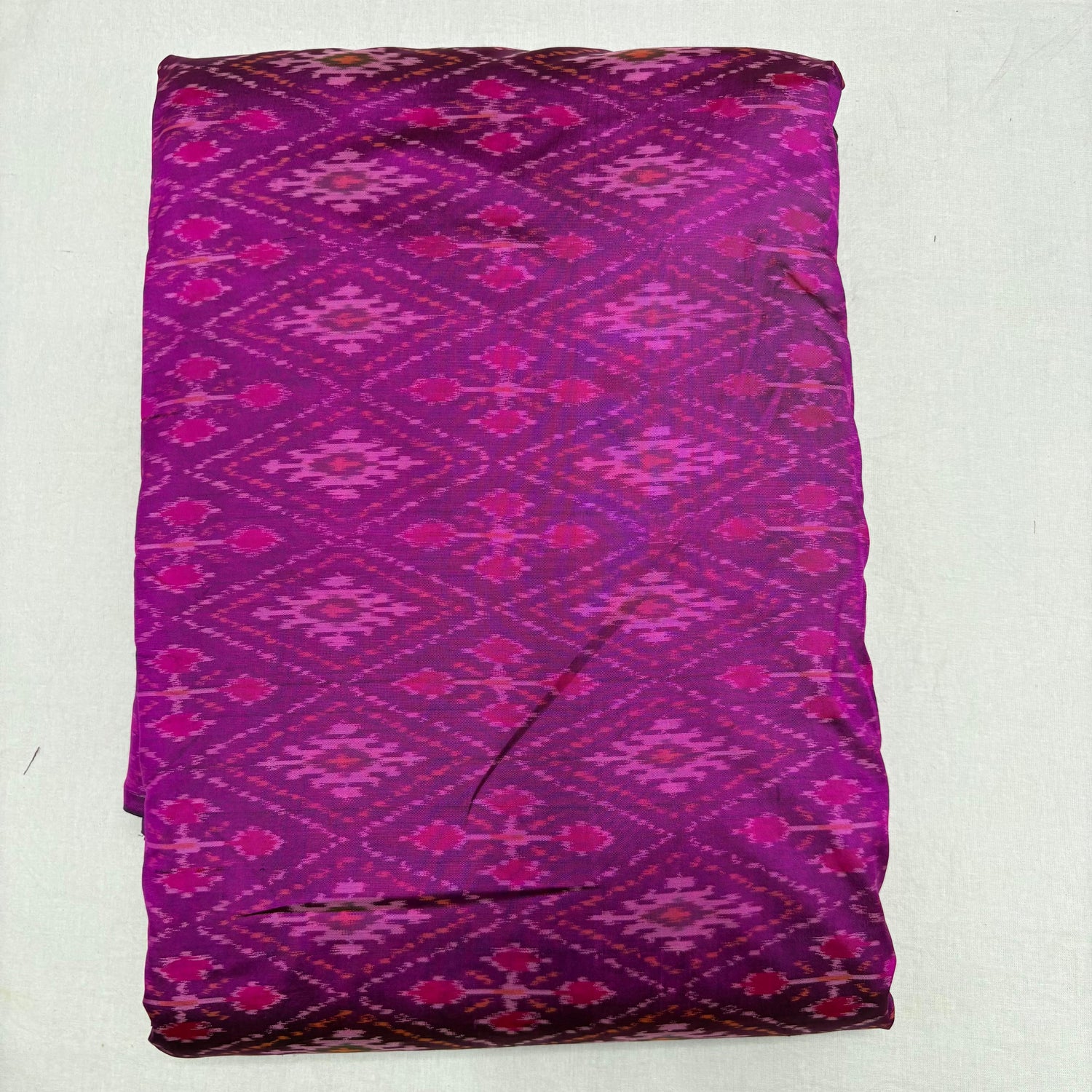 HAND WOVEN DOUBLE IKAT SOFT SILK PINK FABRIC - pochampallysarees.com