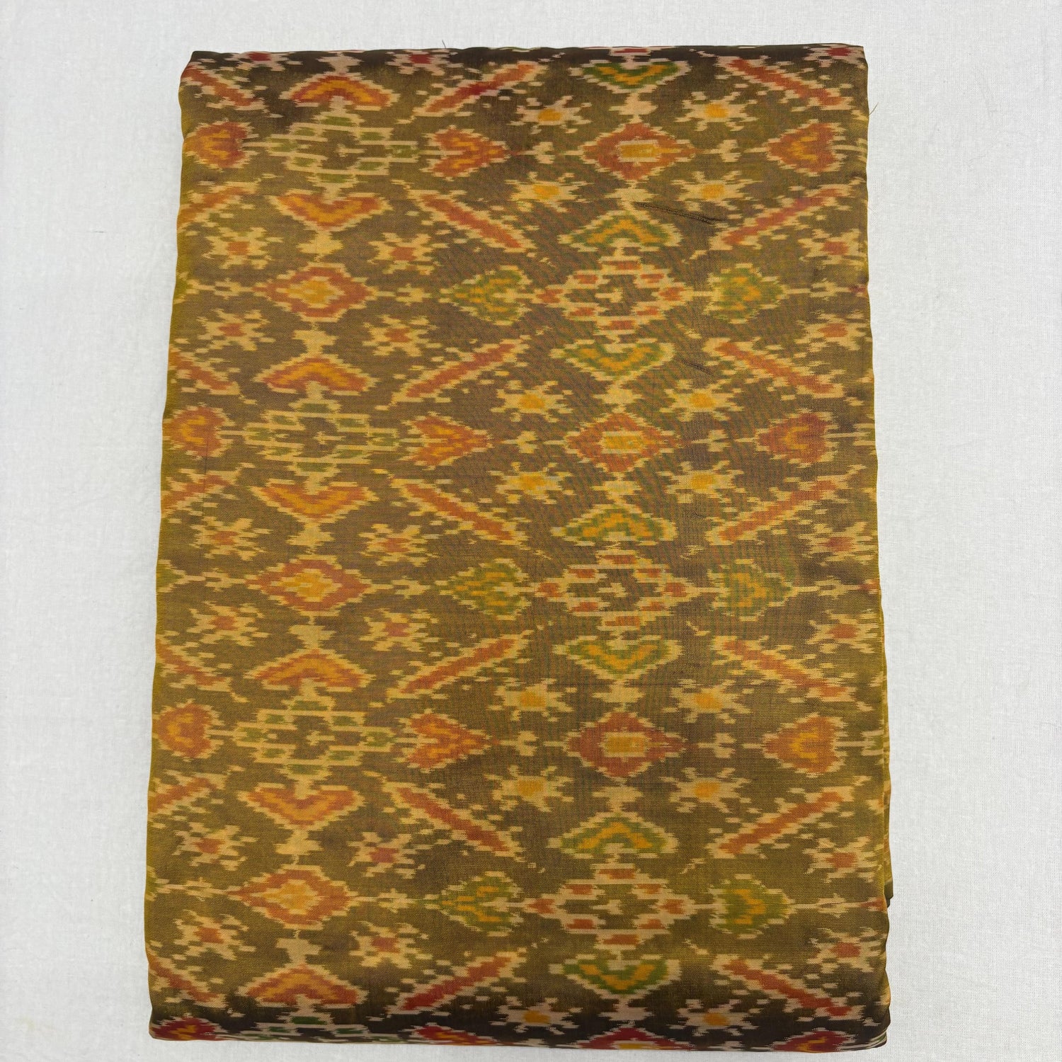 HAND WOVEN DOUBLE IKAT SOFT SILK YELLOW FABRIC - pochampallysarees.com