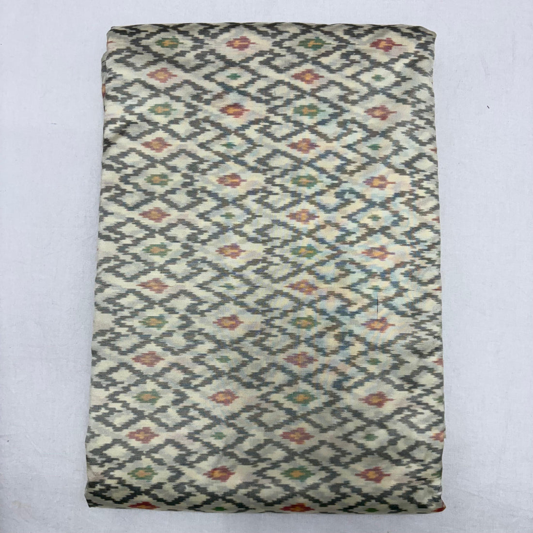 HAND WOVEN DOUBLE IKAT SOFT SILK CREAM FABRIC - pochampallysarees.com