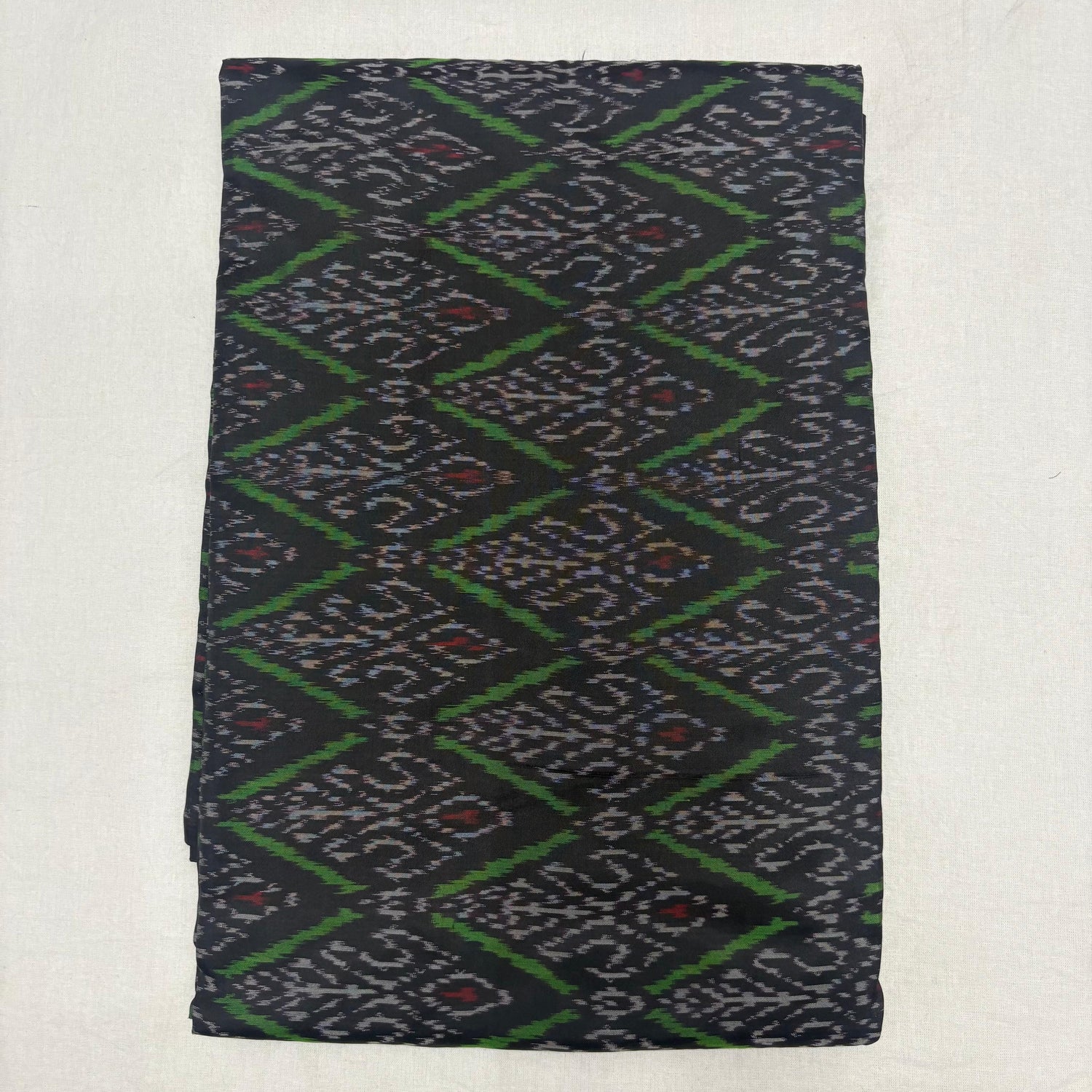 HAND WOVEN DOUBLE IKAT SOFT SILK BLACK FABRIC - pochampallysarees.com