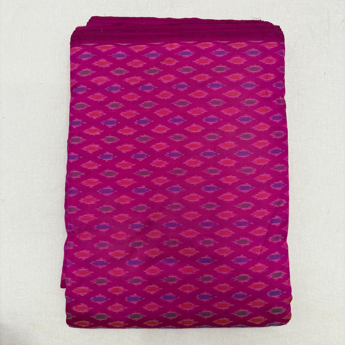 HAND WOVEN DOUBLE IKAT SOFT SILK PINK FABRIC - pochampallysarees.com
