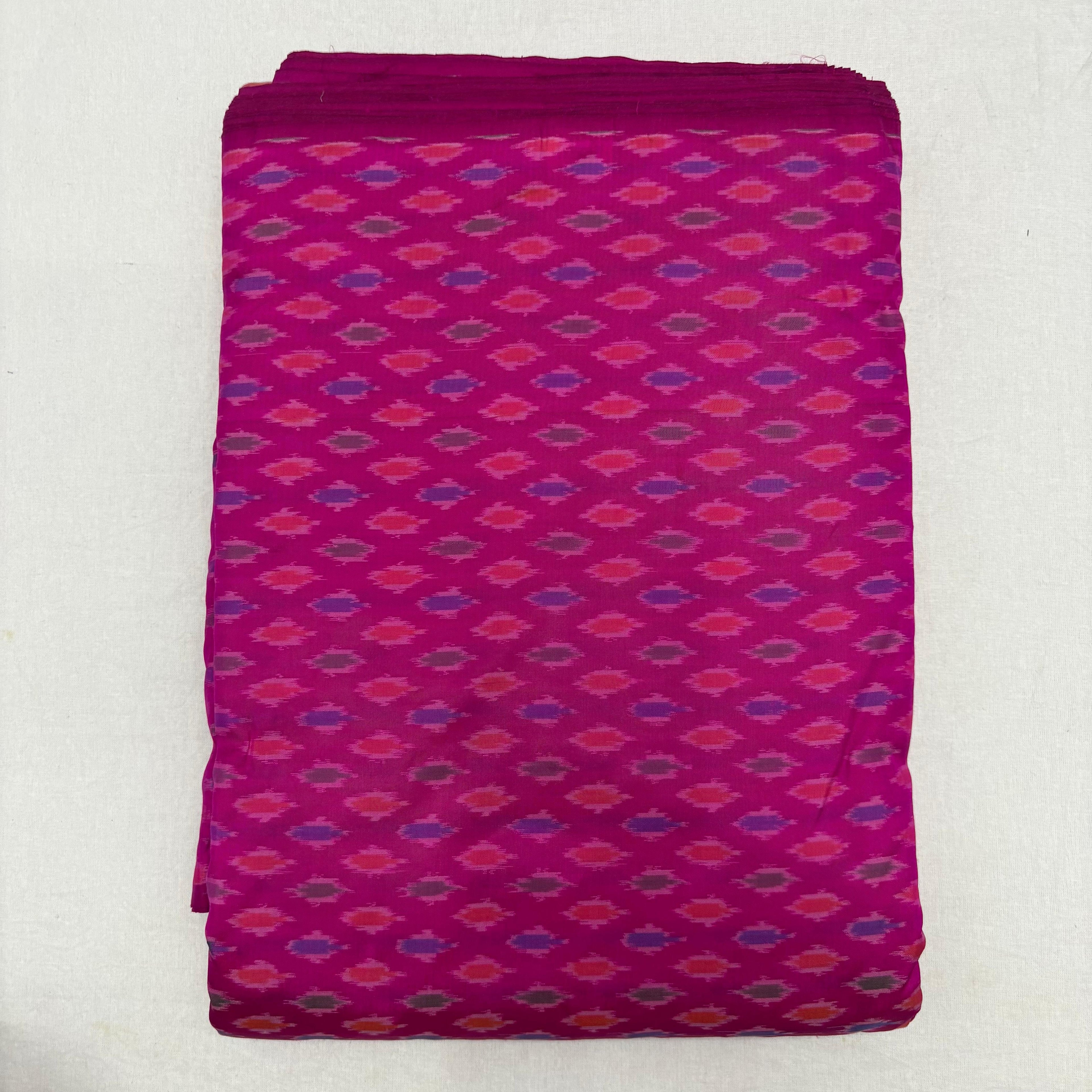 HAND WOVEN DOUBLE IKAT SOFT SILK PINK FABRIC - pochampallysarees.com