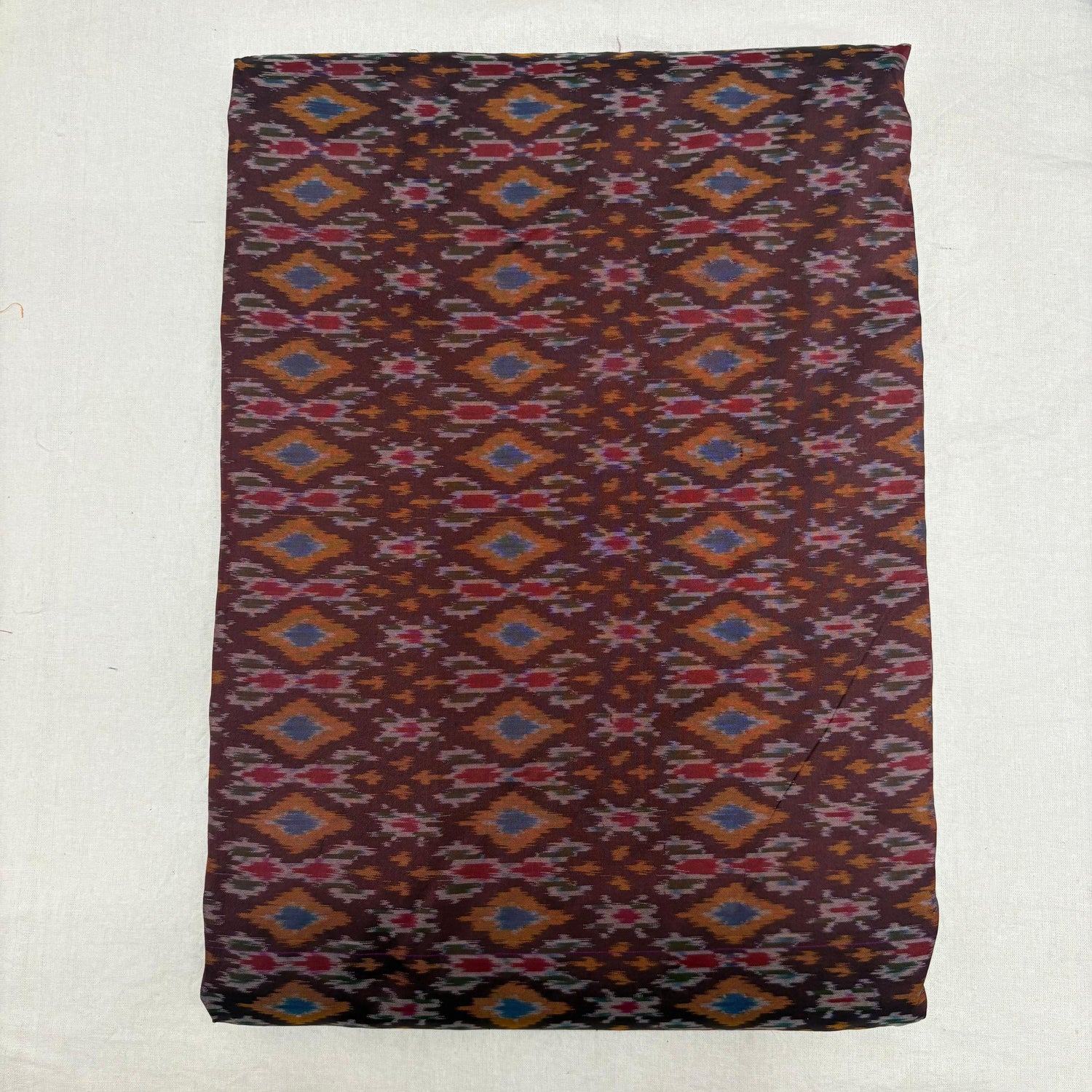 HAND WOVEN DOUBLE IKAT SOFT SILK MAROON FABRIC - pochampallysarees.com