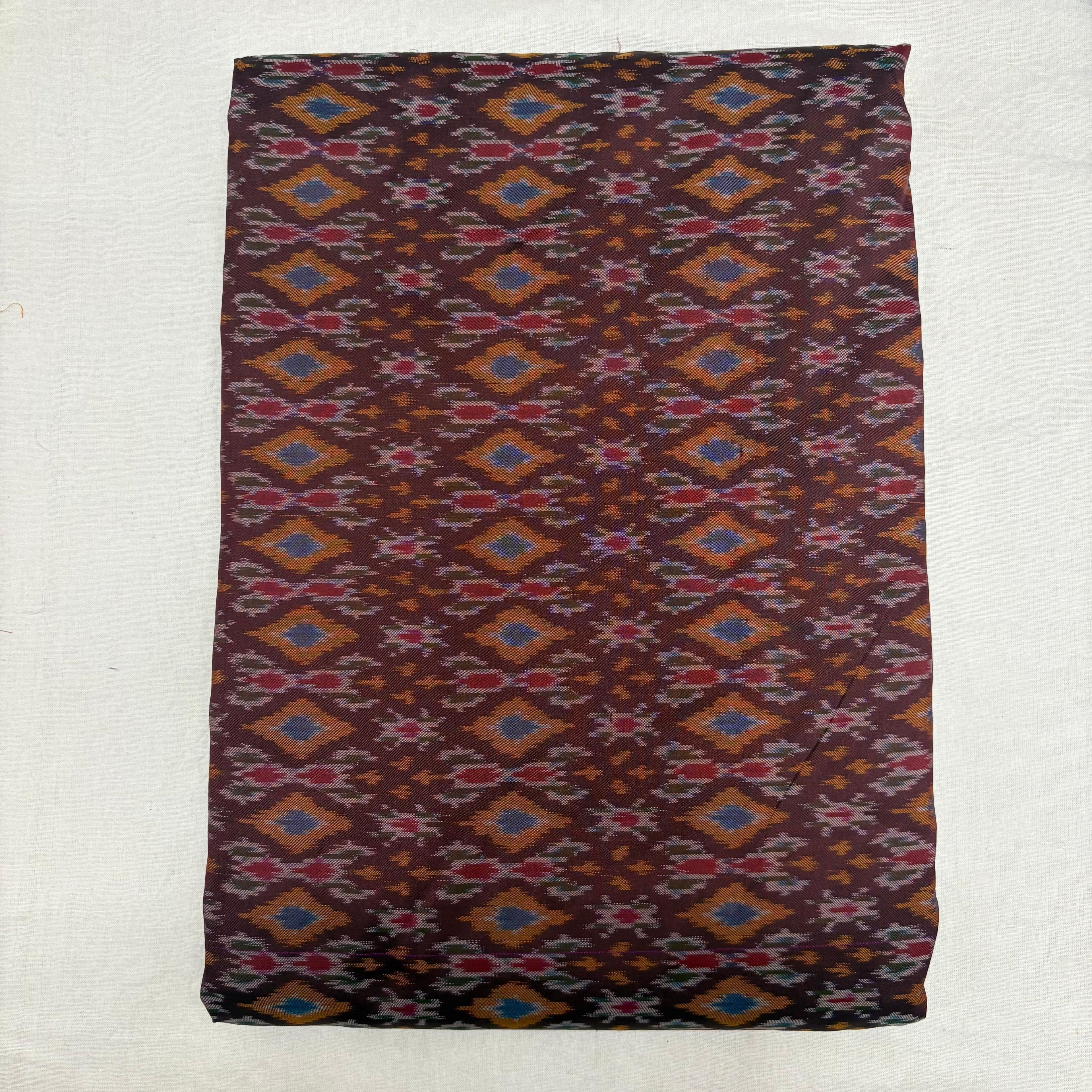 HAND WOVEN DOUBLE IKAT SOFT SILK MAROON FABRIC - pochampallysarees.com