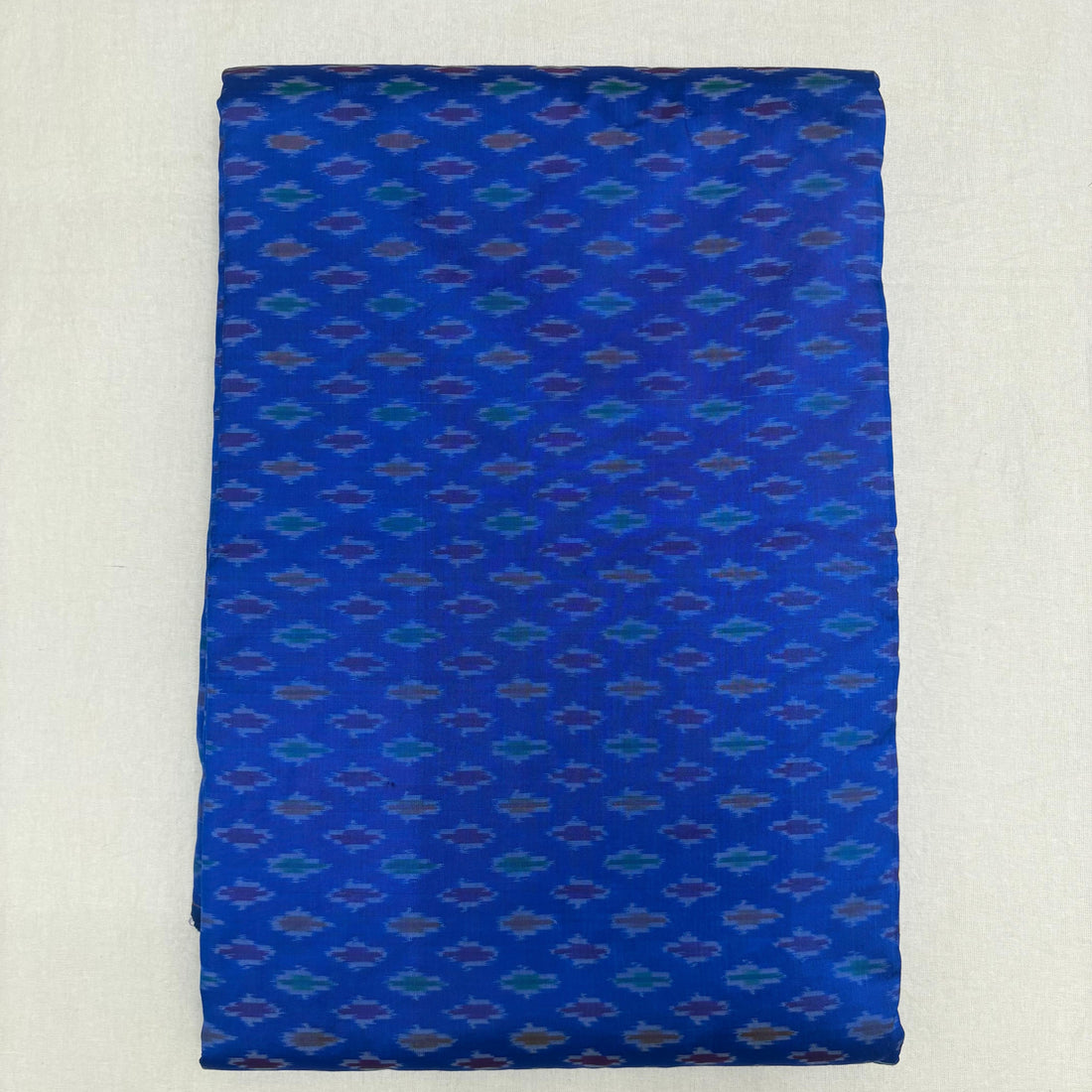 HAND WOVEN DOUBLE IKAT SOFT SILK BLUE FABRIC - pochampallysarees.com