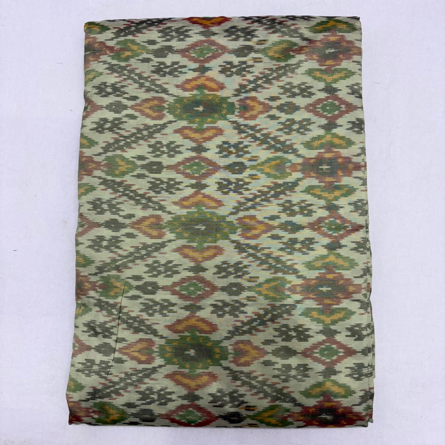 HAND WOVEN DOUBLE IKAT SOFT SILK CREAM FABRIC - pochampallysarees.com