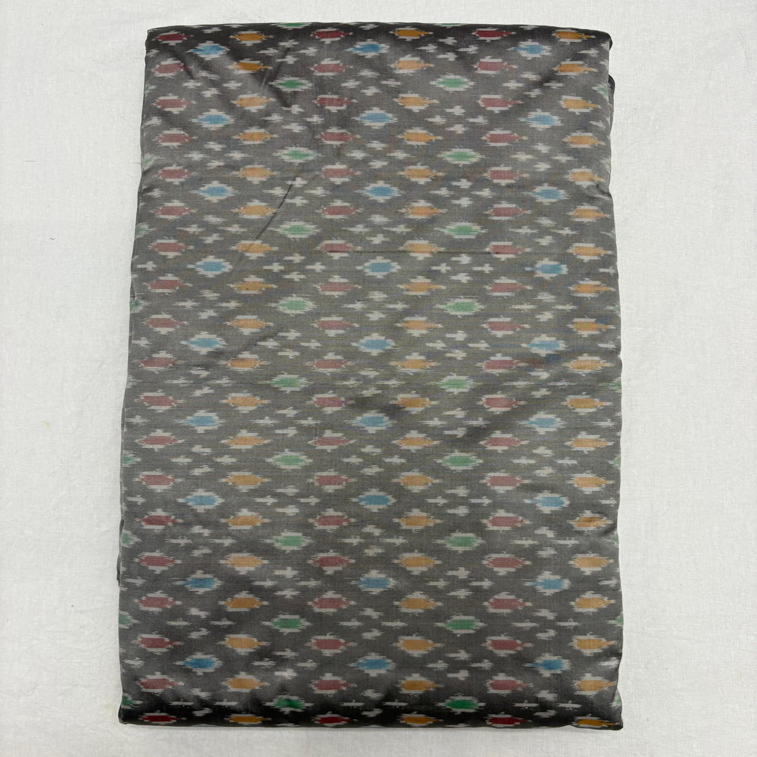 HAND WOVEN DOUBLE IKAT SOFT SILK GRAY FABRIC - pochampallysarees.com