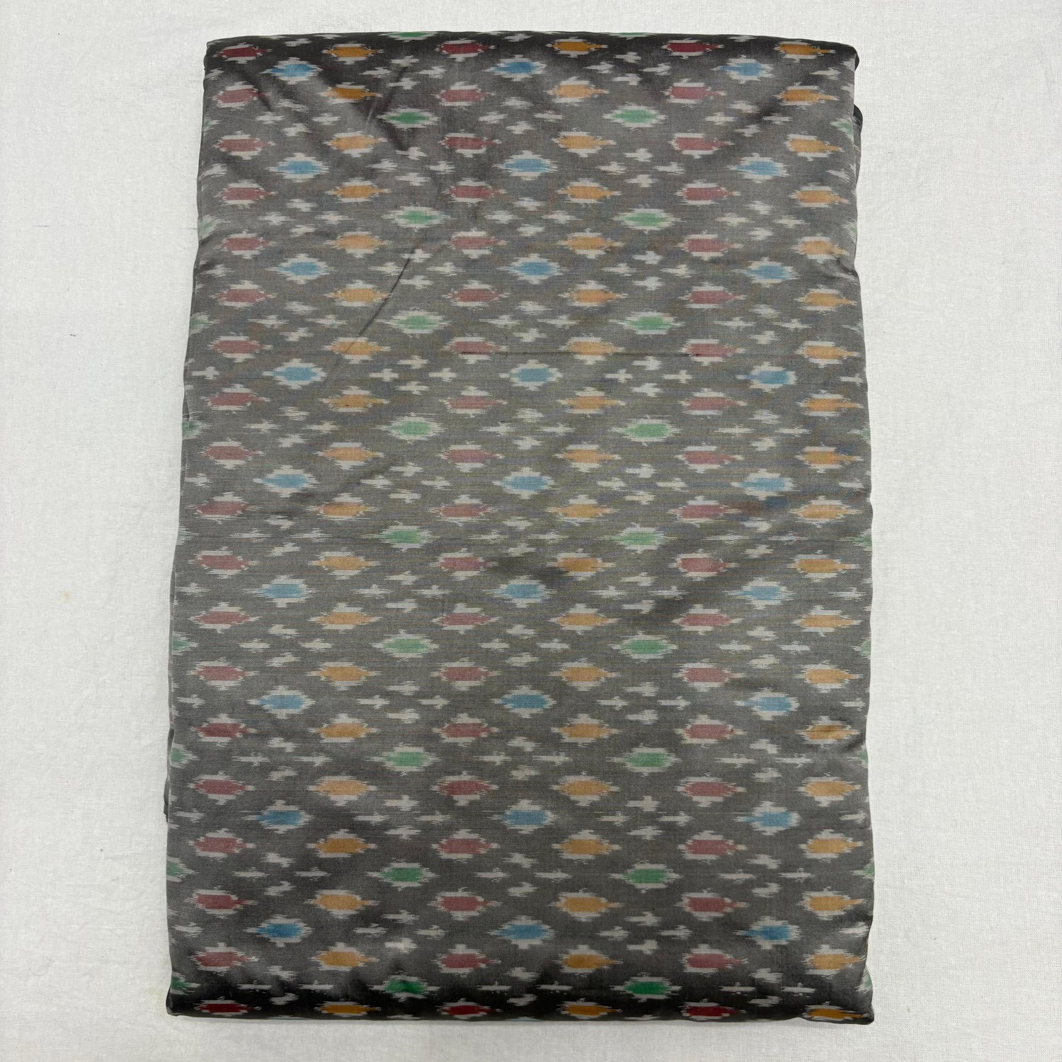 HAND WOVEN DOUBLE IKAT SOFT SILK GRAY FABRIC - pochampallysarees.com