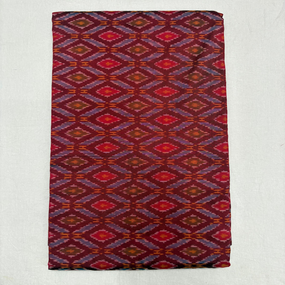 HAND WOVEN DOUBLE IKAT SOFT SILK RED FABRIC - pochampallysarees.com