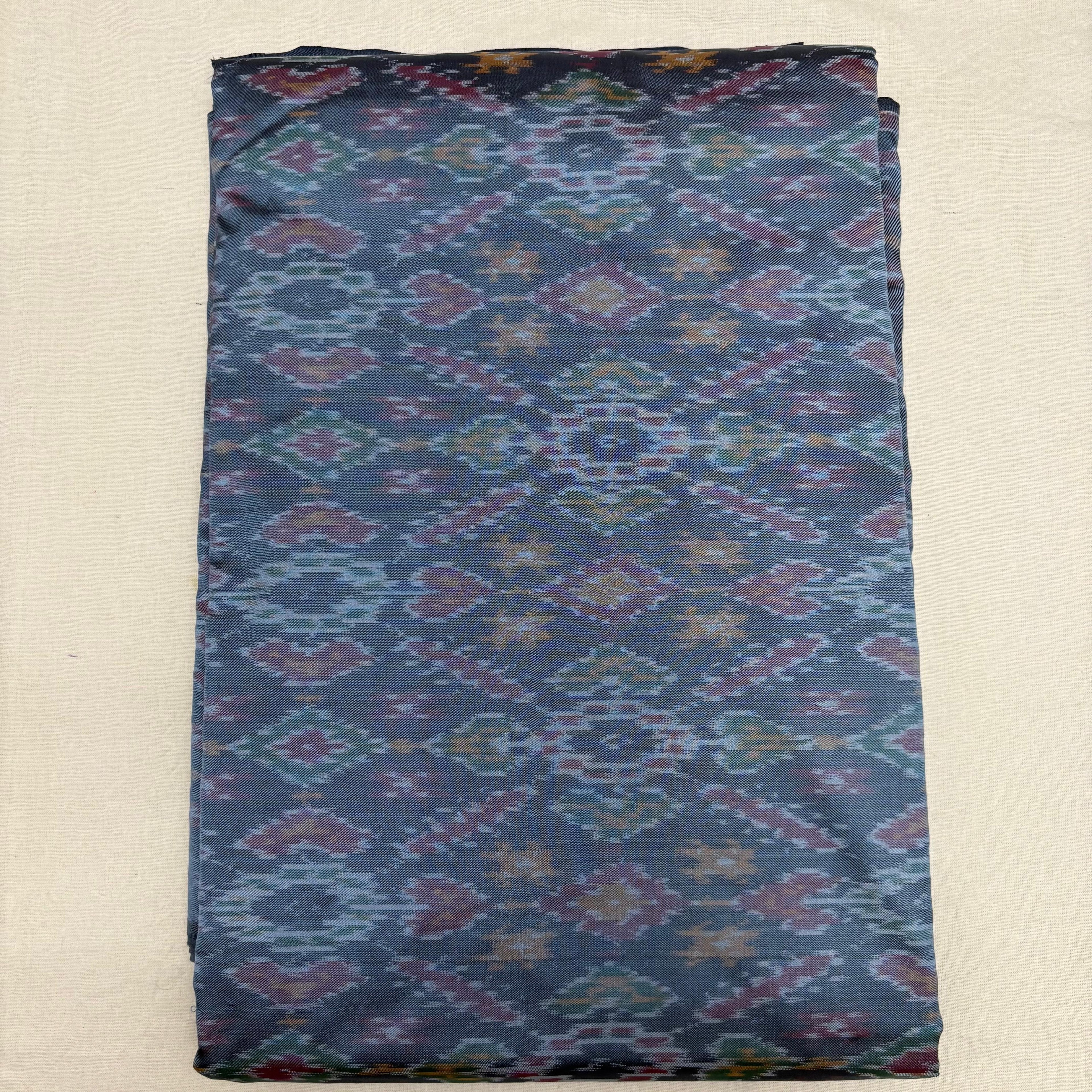 HAND WOVEN DOUBLE IKAT SOFT SILK GRAY FABRIC - pochampallysarees.com
