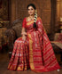 POCHAMPALLY IKKAT SILK PATOLA MIDDLE RED BORDER AND PALLU RED ZARI BORDER ALLOVER DESIGN SAREE - pochampallysarees.com